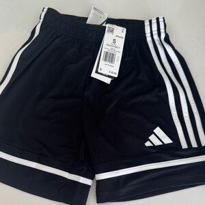 Boys soccer adidas Black Sports Shorts with White Stripes